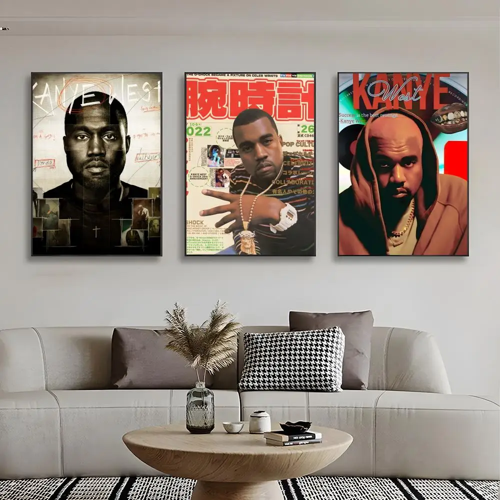 Rapper Kanye West Poster Retro Kraft Paper Sticker DIY Room Bar Cafe Aesthetic Art Wall