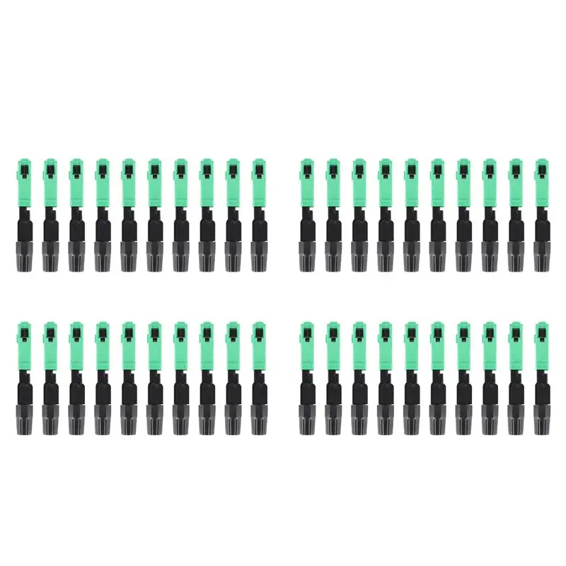ABKQ-40Pcs Sc/Apc Fiber Optic Connector Embedded Single Mode Component Fiber Optic Quick Connector-Black + Green
