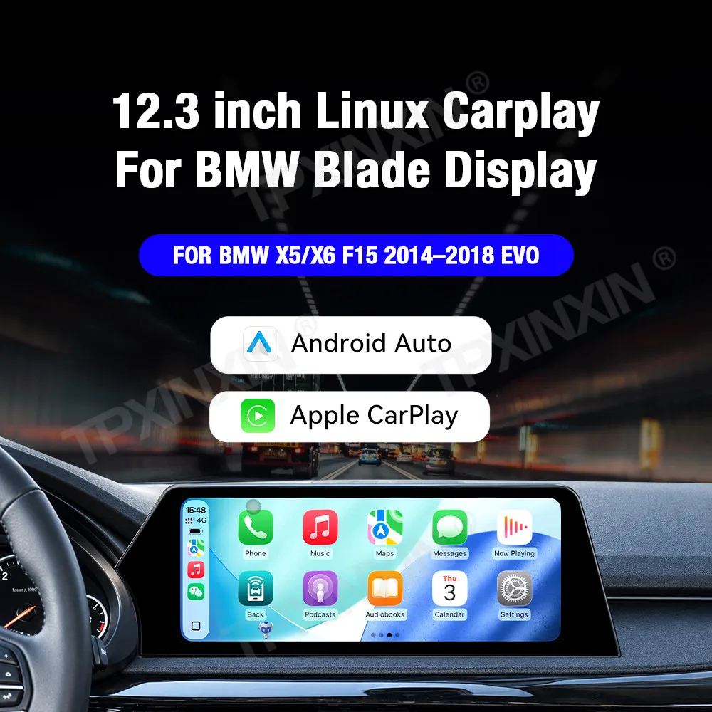 Blade Screen Linux System Car Radio For BMW X5 X6 F15 2014~2018 Wireless CarPlay Android Auto GPS Navigation Multimedia Player