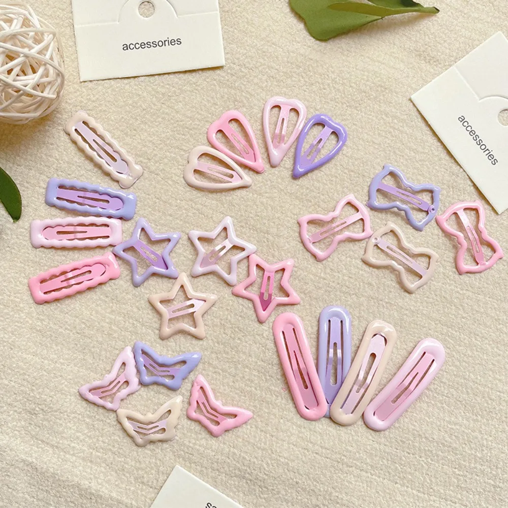10/20/30Pcs Butterfly/Five-pointed Star/Heart Star Hair Clips Set Mixed Styles Non-Pull Barrettes Side Bangs Clip
