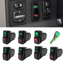 Barra de luz Led con interruptor de botón Dual, pulsador Led verde y rojo con conector de cableado para Toyota FJ Cruiser Prado Landcruiser