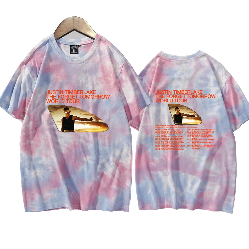 Justin Timberlake The Forget Tomorrow 2024 Tour Tie Dye Shirts Unisex Round Neck Short Sleeve T-shirt