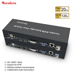 HDMI DVI VGA USB KVM Extender RJ45 120M over IP TCP 20Km HDMI KVM Fiber Extender HDMI With USB2.0 Over SC Transmitter Receiver