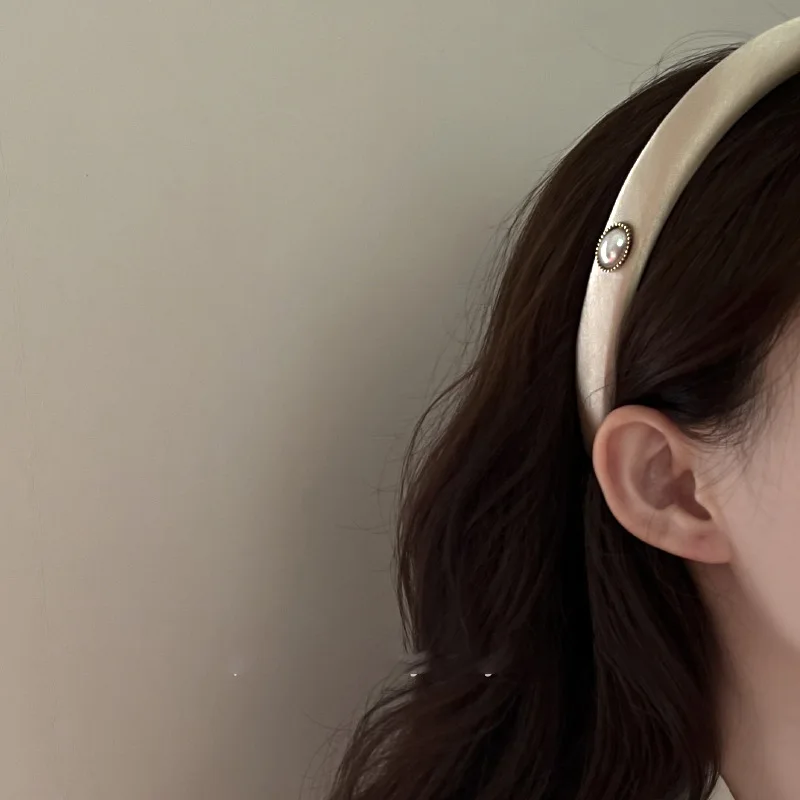 Headband Pearl Satin French Retro Elegant Comfortable Fit Chic Premium Hair Accessory for Women Daily Office Travel Party