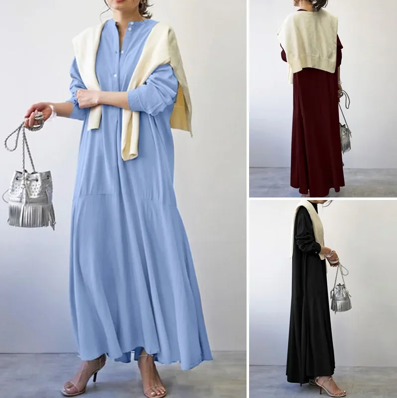 

Dress Women Long Dresses Ruffles Irregularity Single Breasted Maxi Casual Loose Y2k Streetwear Vestidos Elegant Vintage 2025