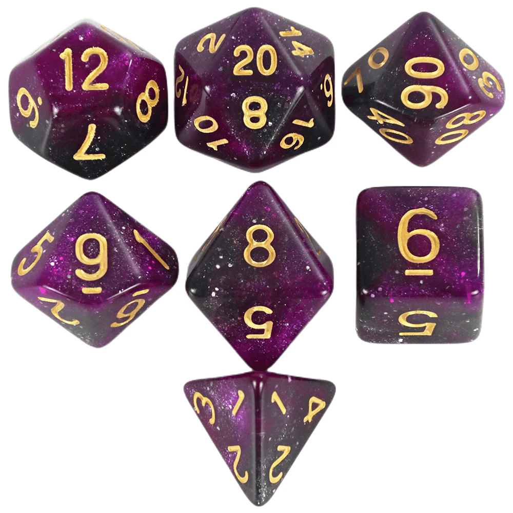 Würfelset, Brettspiele, Rollwürfel, Galaxie-Thema, polyedrisches Würfelset, erstaunlicher bunter Universum-Effekt für DND-Zubehör – Detail 7