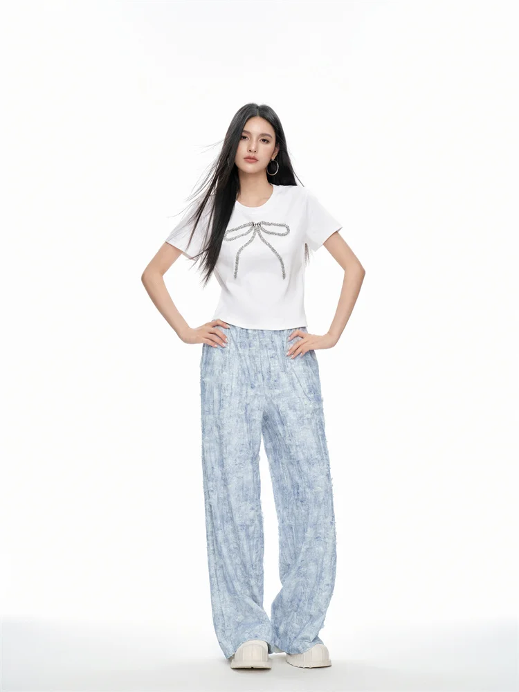 

High Waist Thin Casual Pants Women's Summer Long Pants Street Sle Wide Leg Pants Comfortable Fit l Waist Trousers