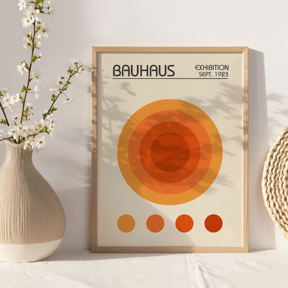 1 قطعة/3 قطعة فرملس مجردة البرتقال باوهاوس الملصقات قماش اللوحة الحد الأدنى الحديثة هندسية جدار الفن معرض ديكور المنزل