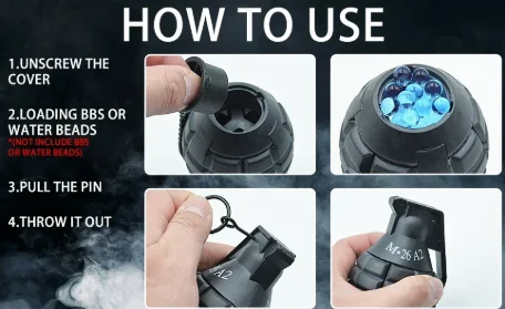 

1/3PCS M26a2 Nylon Grenade Model Explosion Grenade Toy, Airsoft Grenade Model, Anti-Fall, Refillable, Gel Ball, Confetti, Flour