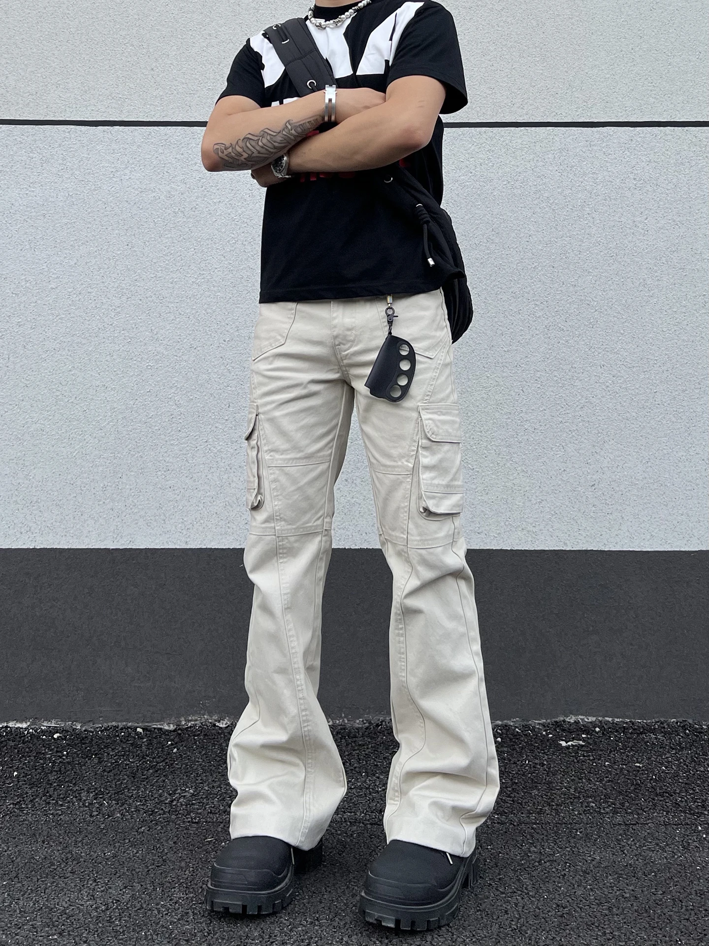 

Американские ретро-брюки в рабочем стиле с множеством карманов, облегающие джинсы-карго, уличные деконструированные джинсы из денима для мужчин и женщин