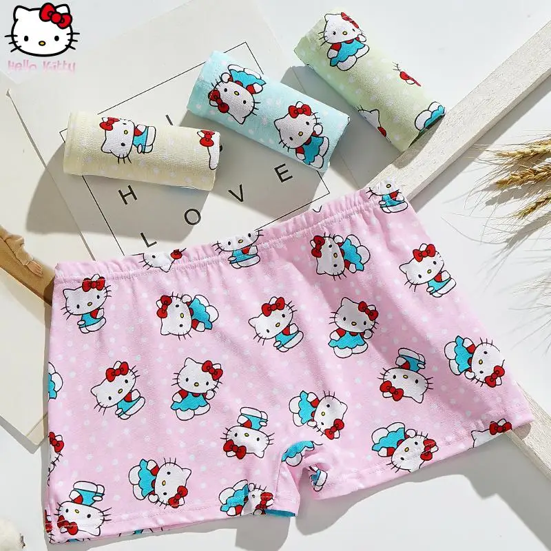 

Kawaii Cartoon Children High-Quality Print Briefs Cotton Boxer Underwear Cartoon 4Pcs Hello Kitty Girls Underpants Anime