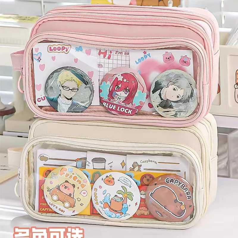 10-layer Pencil Case Ita Bag Pins Badge Protector Case Anime Badges Genshin Impact Honkai: Star Rail Wuthering Waves Elysia Gift