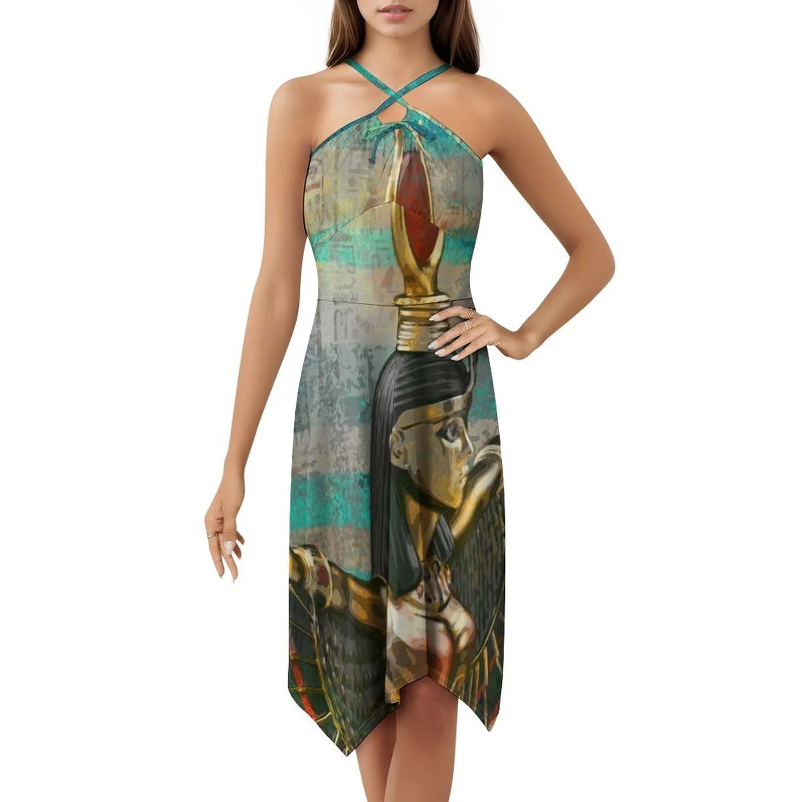 - فستان حفلات نسائي من Goddess of Egypt ملابس نادي مطبوعة عصرية للإناث آلهة مصر فرعون مصري عرقي #5