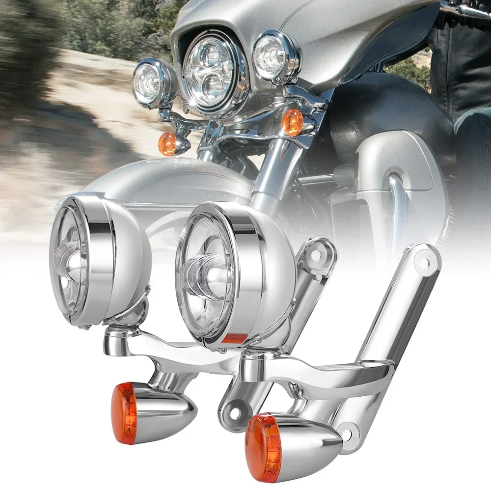 Voor Harl-ey Davidson 4.5 ''LED Extra Mist Passeren Verlichting Beugel Road King Street Glide Richtingaanwijzers Spot mistlamp