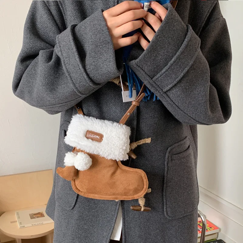 

Fashion Hot-selling Personalized Plush Bag Messenger Bag 2026 Winter Matte Suede Bag Fashion Niche Mobile Phone Bag Shoe Bag