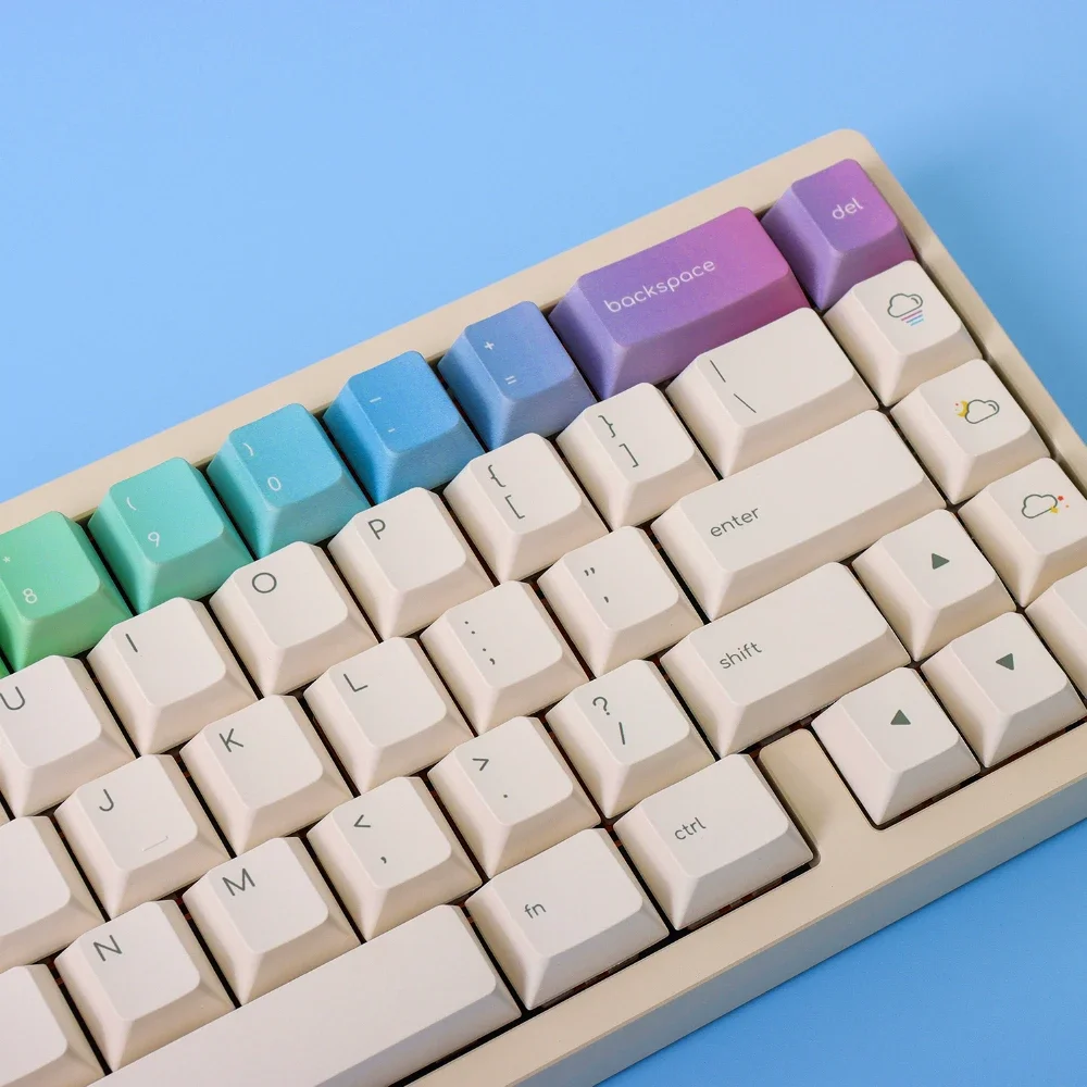 Rainbow Key Cap Set PBT 134 Key Cherry High Minimalistic Color for 60/64/84/98/108 Mechanical Keyboard Accessories