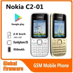 Nokia C2 C2-01 Telefon komórkowy GSM Klawiatura angielska i sierwi Obsługa logo na przycisku Odblokowany używany telefon komórkowy 2G 3G