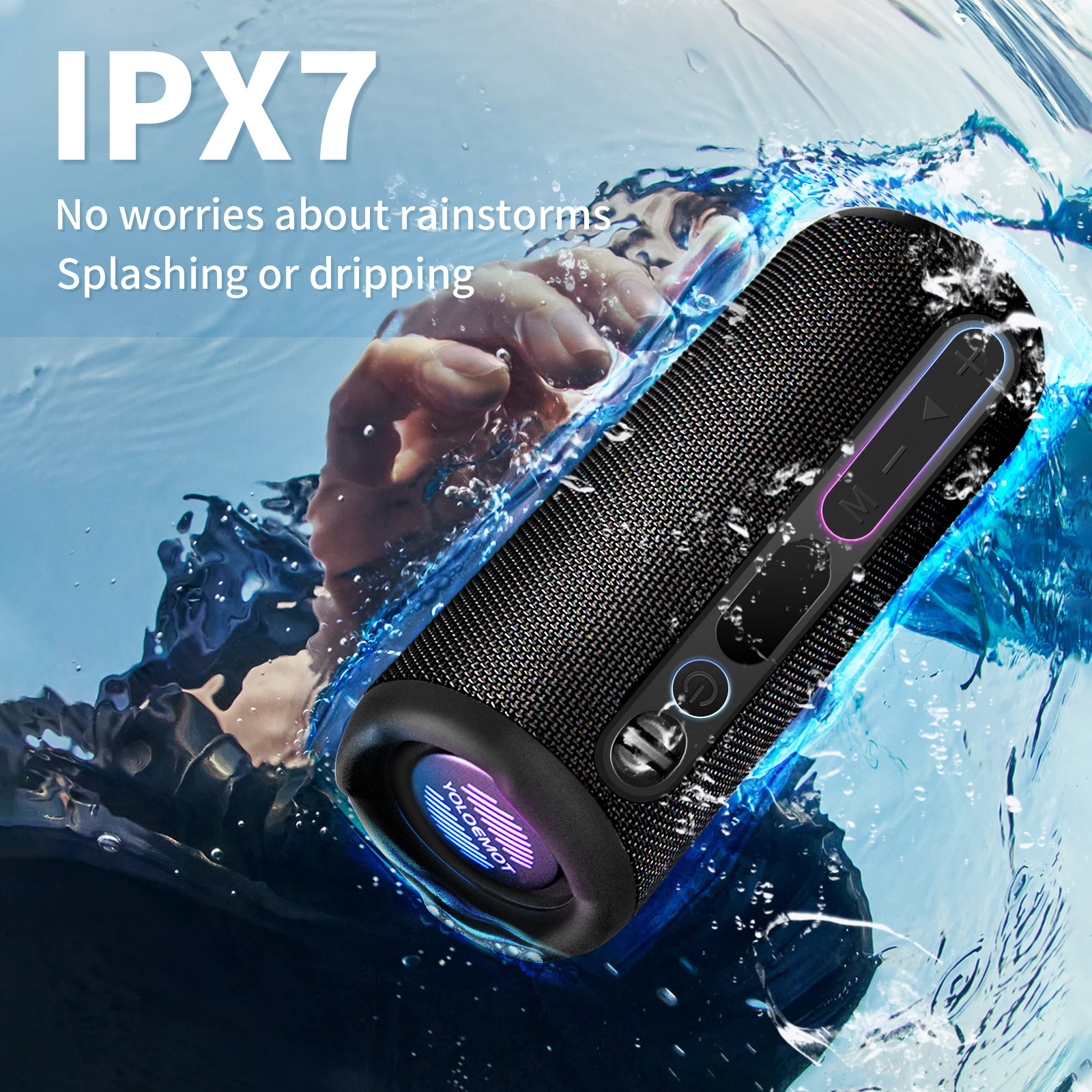 Wireless 40W Bluetooth Speaker Deep Bass IPX7 Waterproof RGB Light TWS Pair EQ 12H Playtime for Outdoor Cycling Pool Party Trip