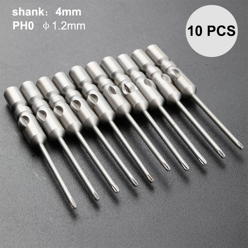 10pcs 4MM Srewdriver Bits Cross Electric Batch Head S2 Alloy Steel Material 1.2mm-4.0mm PH0 PH1 PH2 Electric Screw Driver Parts