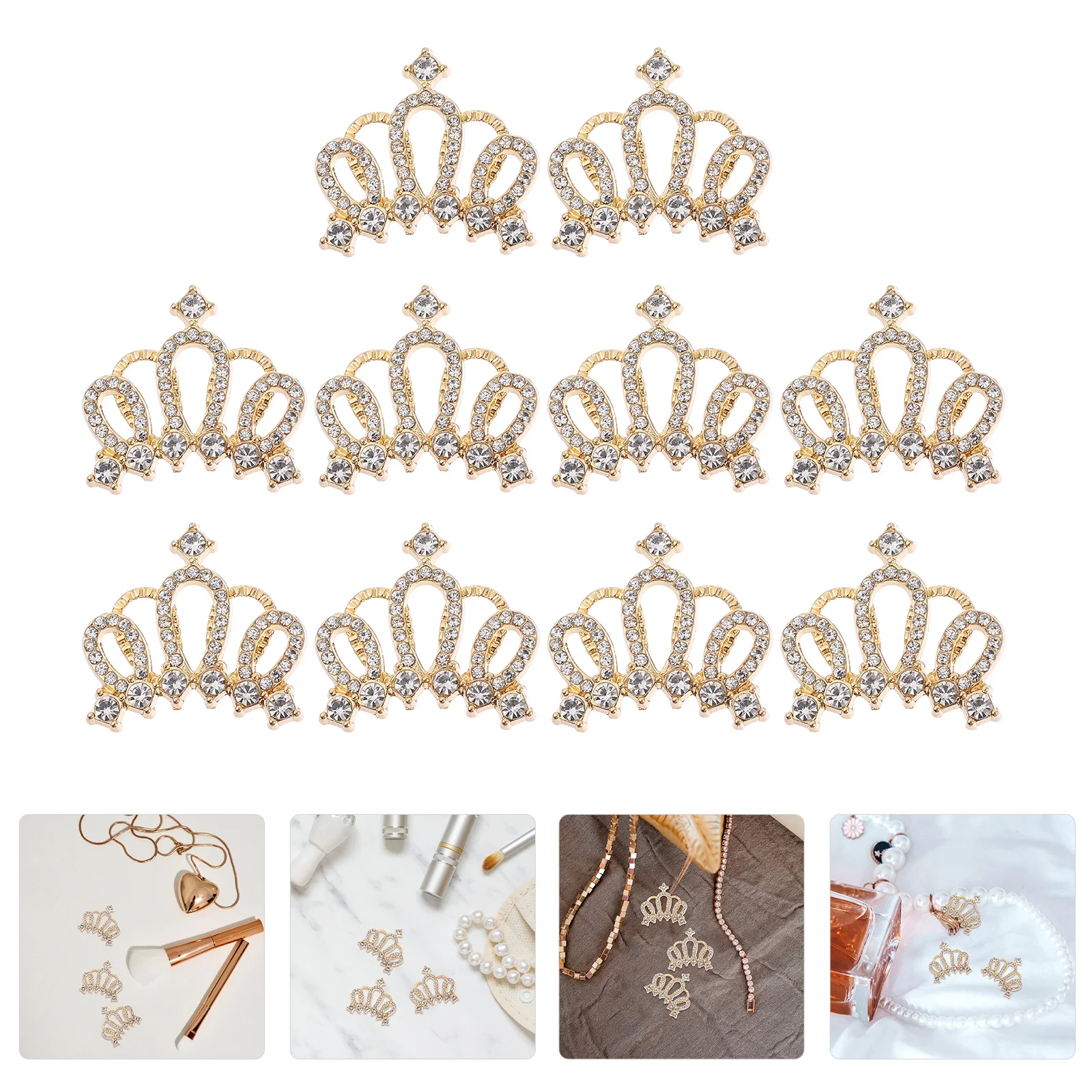 

10pcs Crystal Hairpins Crown Shaped Diy Accessories Clothing Embellishments Durable Alloy Materials Gift Idea For Holidays