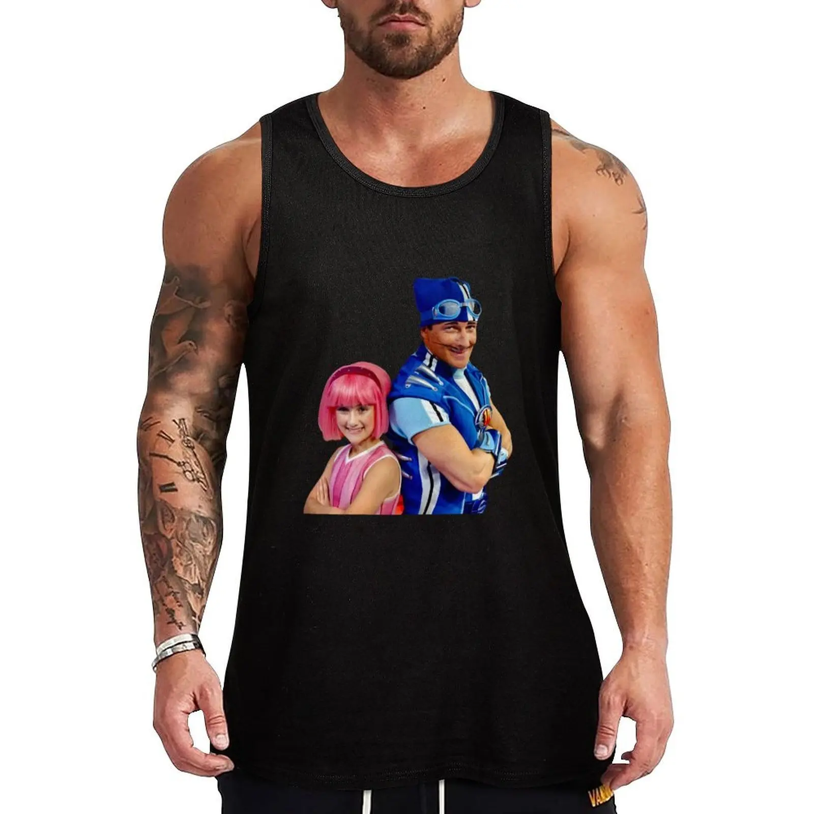 LazyTown Stephanie _amp_ Sportacus Duo Design Tank Top Camiseta sin mangas básica de algodón suave