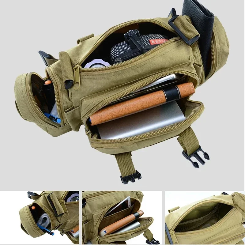 Men Tactical Belt Bag Waterproof Fanny Pack Outdoor Waist Pack Camping Hiking Pouch Waist Bag 3P Chest Bag Wallet