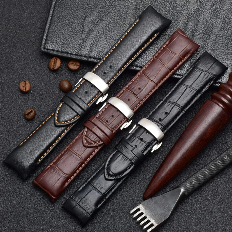 

Premium Cowhide Watch Band 22mm 23mm 24mm for Tissot T035 607 407 439 Genuine Leather Watch Strap Butterfly Buckle Replacement