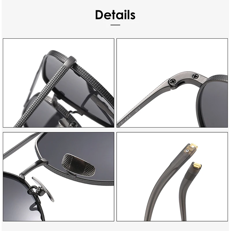 ﻿ TAG Hezekiah brand 2025 Men's Titanium Alloy Elliptical Polarized Sunglasses Durable Fashionable Eye Protection  50005