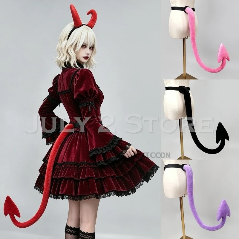 For Halloween Bat Demon Tail Cosplay Prop Gothic Vampire Lolita Devil Furry Tail Accessory  Party Comic‑Con Fancy Dress