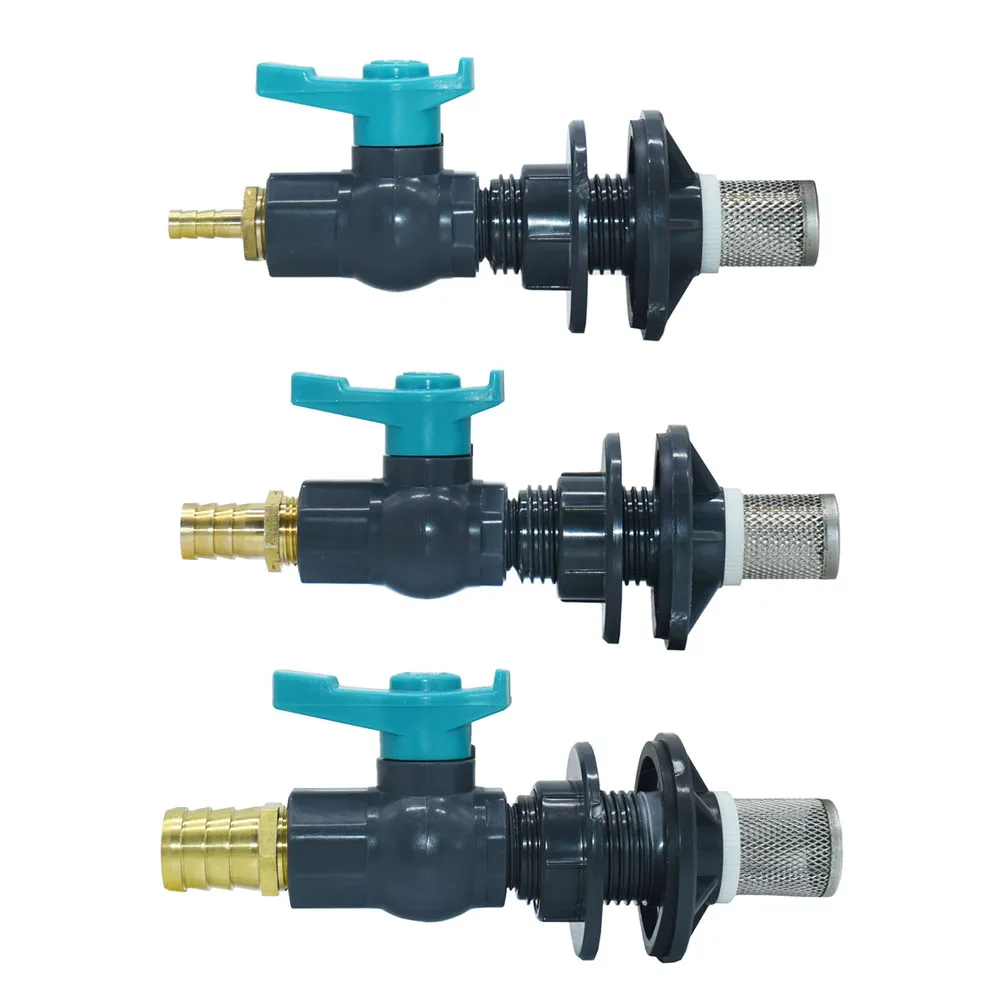 6/8/10/12/14/16/19/25mm Hose Water tank valve Fitting Hose PE pipe tank tap adapter Brass Barb connector With Filter view 5
