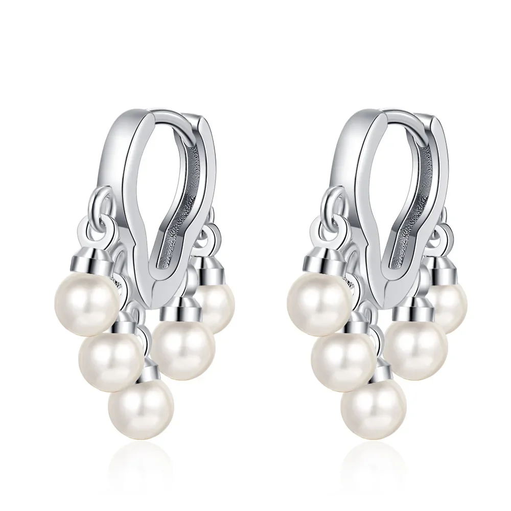 Simple Female Earring 925 Sterling SIlver Cloud Tassel Stackable Pearl Earrings for Women Wavy Pattern Ear Wedding Jewelry Gift