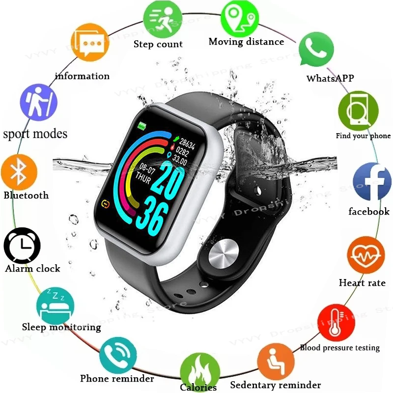 Multifunctional Smart Watch Men Women Kids Gift Bluetooth music Fitness Sports Bracelet Sleep Monitor Y68 Smartwatch D20 116Plus