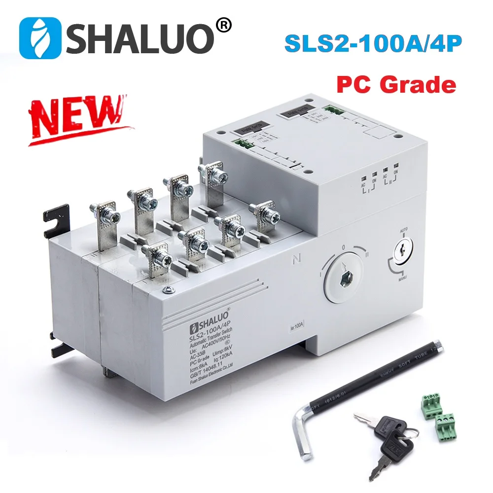 SLS2-100A/4P ATS Automatic Transfer Switch 100A 4P PC Grade Dual Power Changeover Switch For Generator Mains Power Supply