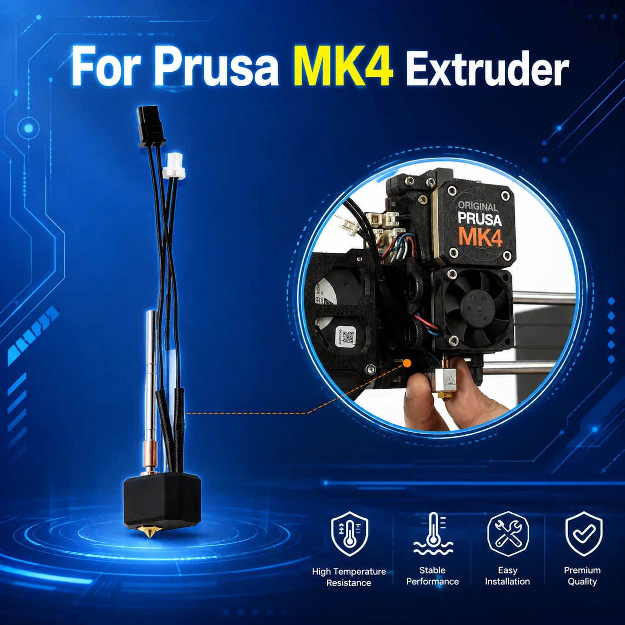 MK4 Hotend Kit With Heating Block Thermistor Heater Cartridge NozzlesThroat for Nextruder 3D Printer Part