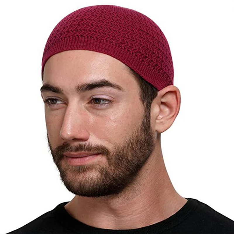 1pc Men's Casual Knitted Muslim Women Prayer Hats Winter Warm Beanies Cap Islamic Ramadan