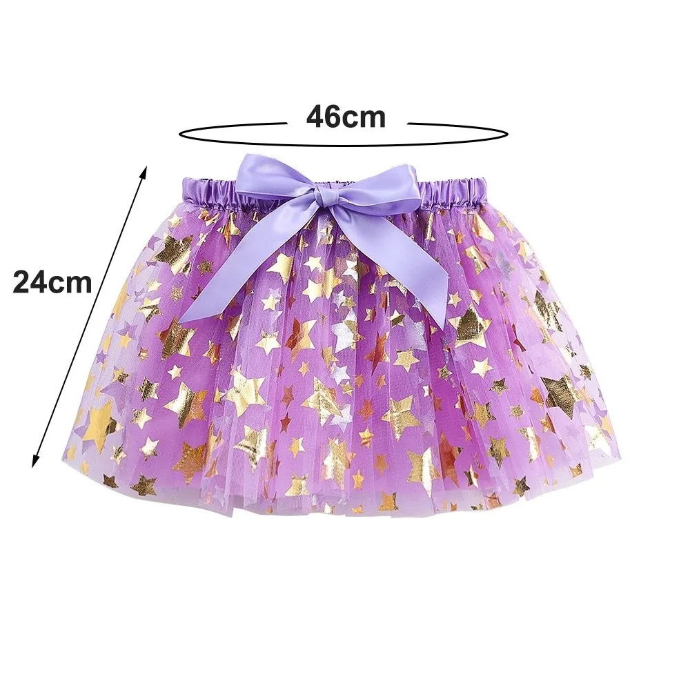 

Fluffy Tulle Girls Tutu Skirts Elastic Waist Mesh Children's Tulle Skirt Ball Gown Star Sequins Party Performance Outfit