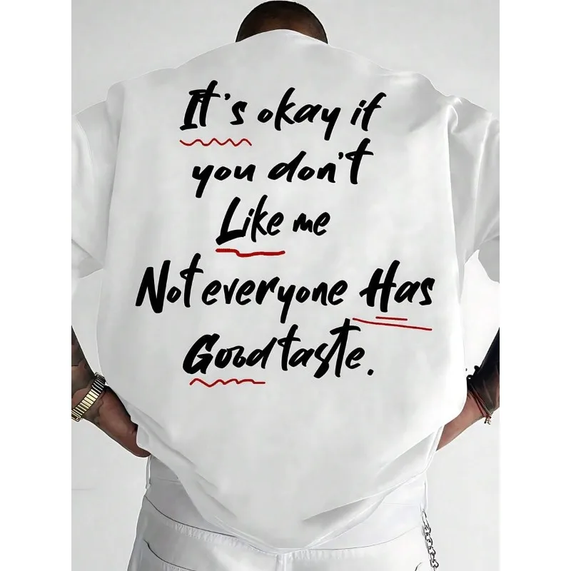 Men's White Confident Quote Round Neck Short Sleeved Casual Top with Eye-catching 