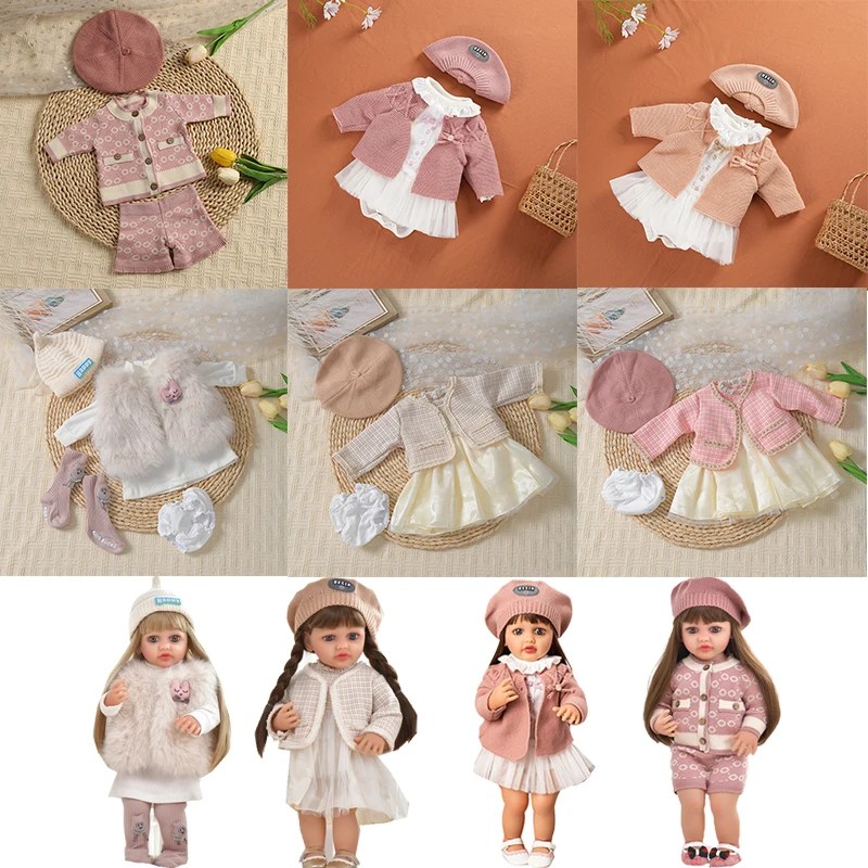 Novo Conjunto de Roupas de Duas Peças para Bonecas Bebe Reborn de 22 Polegadas, Roupas para Boneca Reborn de 55cm, Acessórios de Brinquedo DIY para Meninas