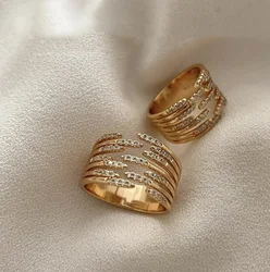 Luxury Full Diamond 3A Zircon Multi-Layer Open Adjustable Rings for Women Fashion Jewelry Gift
