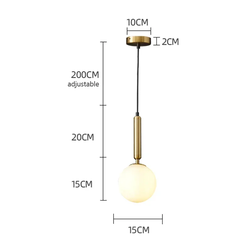 Nordic LED Glass Ball Pendant Lamp Fixtures Gold Bedside Kitchen Hanging Lights Luminaire Dining Room Lighting Indoor Decoration