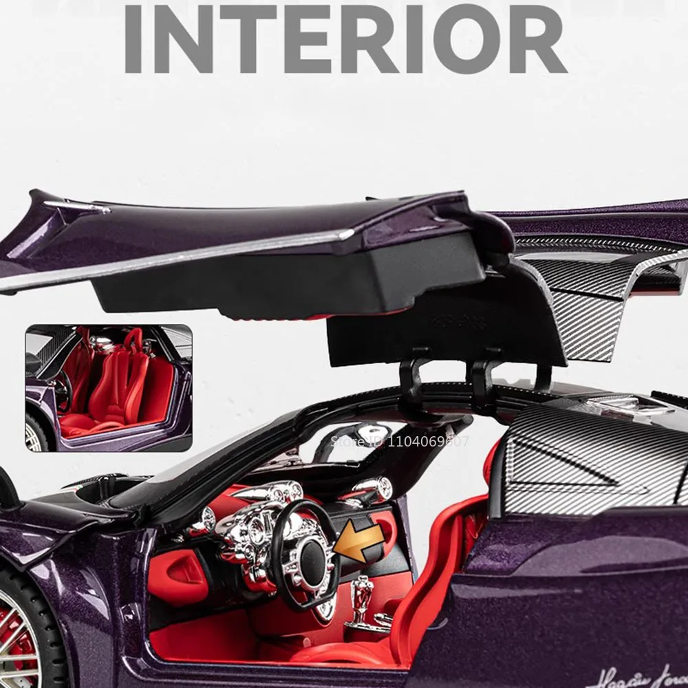 대형 1:18 Pagani Huayra 장난감 모델 자동차 다이캐스트 합금 스포츠카 사운드 라이트 풀백 충격 흡수 모델 축제 선물