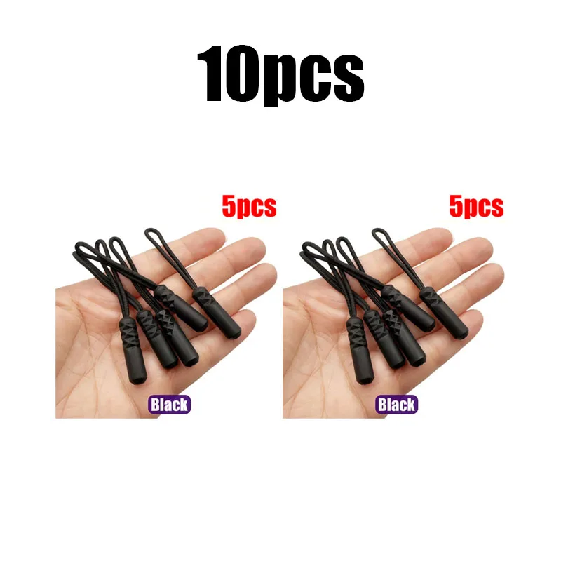 5/10 Stück Reißverschluss-Zippergriffe mit Seilenden, Ersatz-Clips für kaputte Schnallen, Reißverschlusskordel-Anhänger für Reisetaschen, Koffer, Zelte, Rucksäcke
