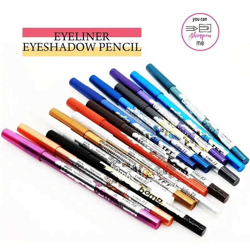 Pearly Glitter Colorful Eyeshadow and Eyeliner Gel Pen - Waterproof, Smudge Proof, Long Lasting - Red Berry Yellow Color