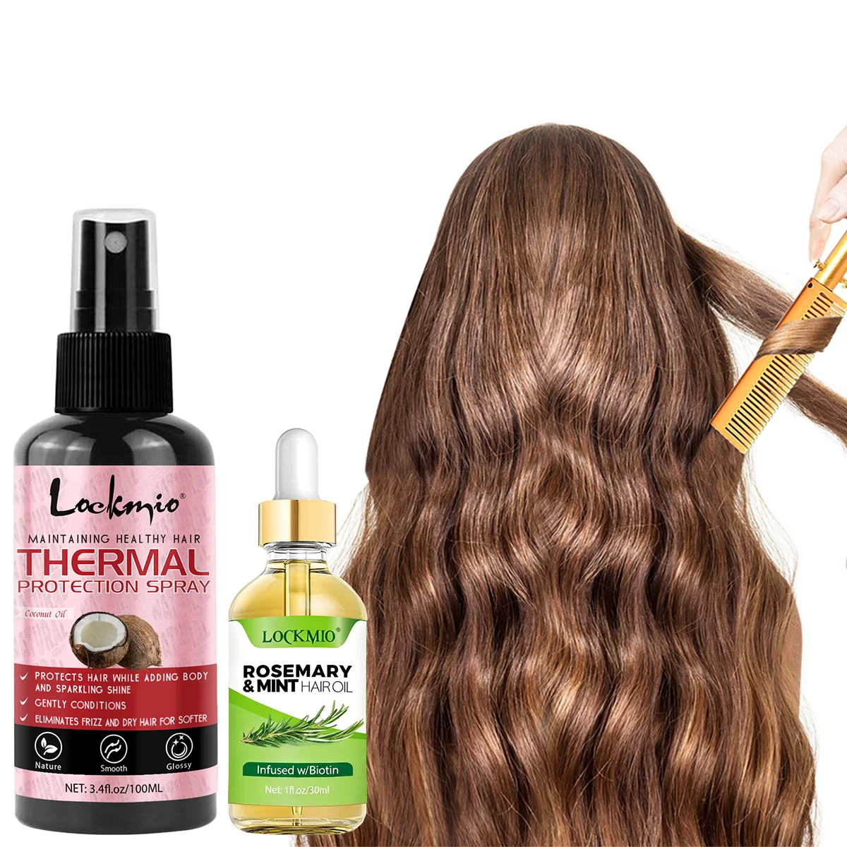 

Теплозащитный спрей, глубоко питательный кондиционер, масло розмарина и мята, тепловой профессиональный туман для ухода за волосами, термозащита до 470 ° Ф