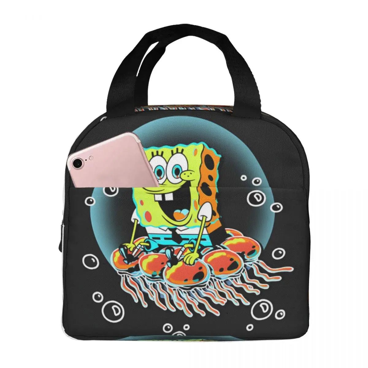 Leakproof Insulated Office Staff SpongeBob Travel Storage Bags Oxford Squarepants Jellyfish Bubble Ride Hiking Insulated Case