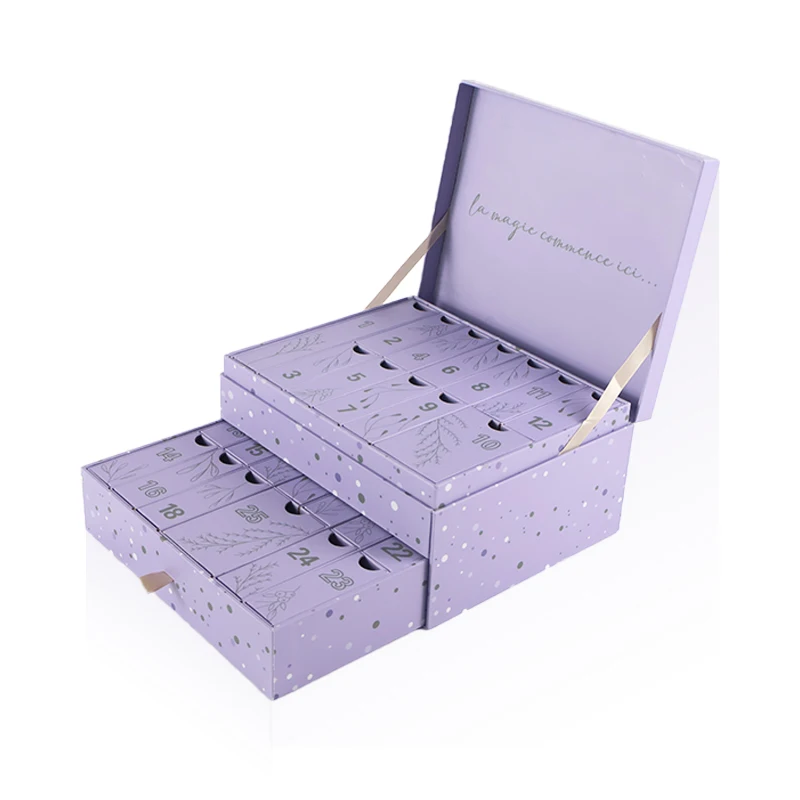 التخصيص. تصميم جديد مزدوج درج التقويم هدية مربع 24 يوم مستحضرات التجميل طلاء الأظافر التعبئة والتغليف مجيء صندوق التقويم مع مخصص