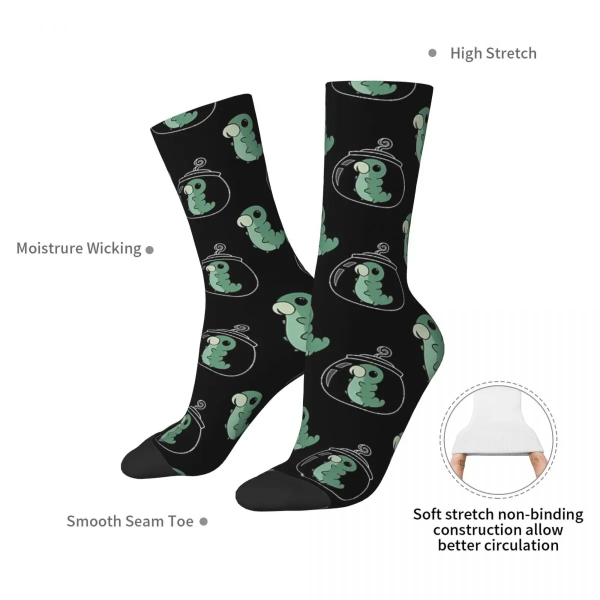 Hollow Knight Grub Pattern Socks Harajuku Super Soft Stockings All Season Long Socks Accessories for Man Woman Birthday Present