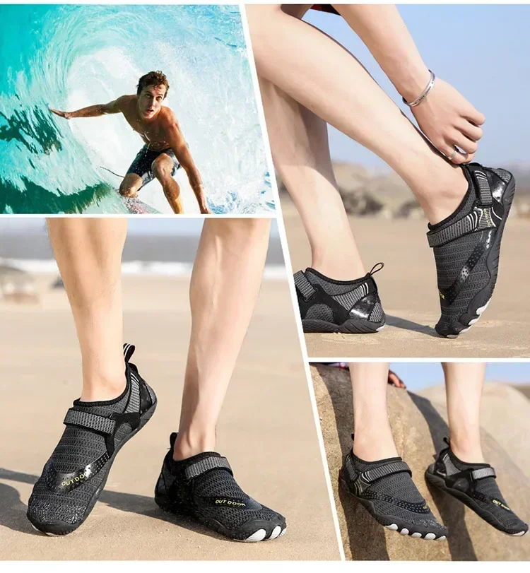 Zapatillas de agua para hombre, sandalias de playa para exteriores, zapatos acuáticos de secado rápido para río, mar, buceo, natación, talla grande, novedad de 2024