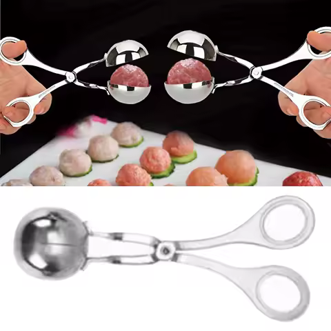 304 Stainless Steel Meatball Maker High Strength Safe Easy to Clean Multipurpose Meat Ball Scoop for Kitchen Meat Baller Tong