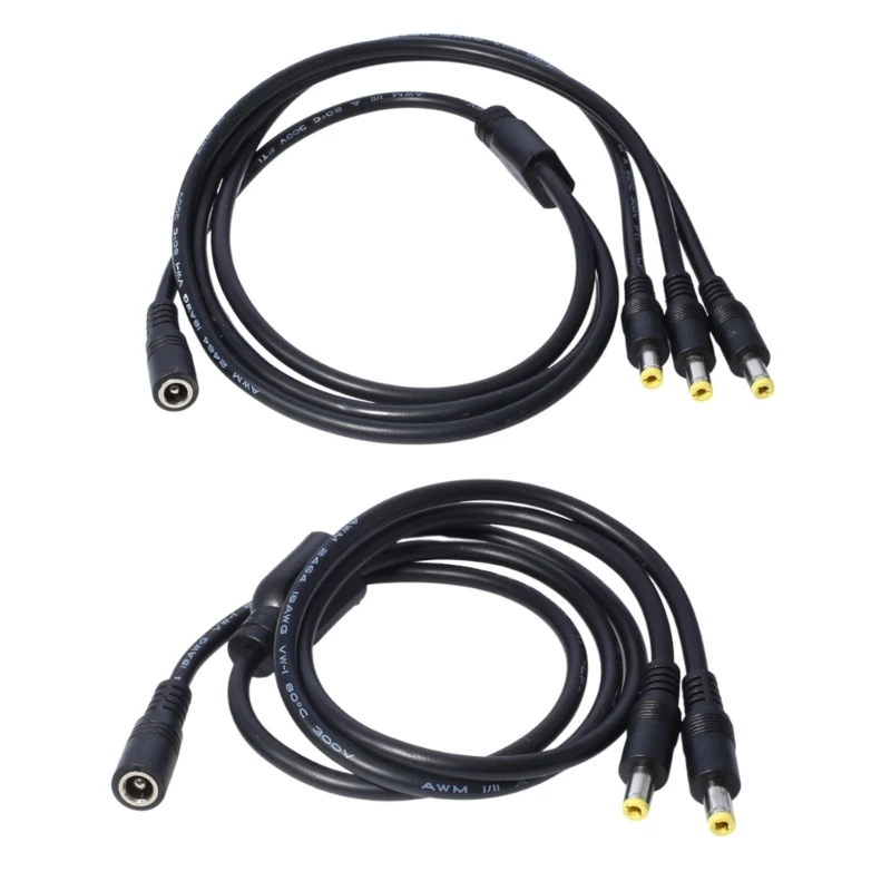 5.5x2.5mm 1 Female to 2/3 Male Power Splitter Connector Plug Extension Cable